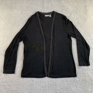 Chicos Travelers Open‎ Cardigan Top Womens 2 Large Slinky Embellished Black NEW
